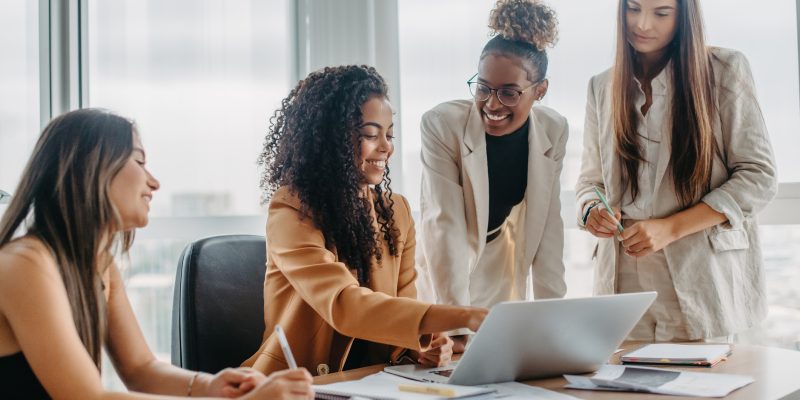 women engaged in solving problems